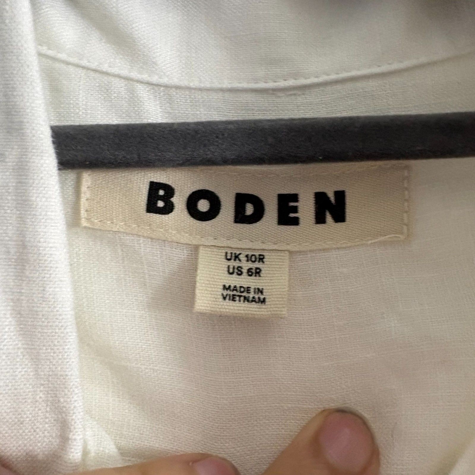 Women's Boden 100% Linen White Button Down Shirt Size 6R