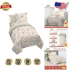 Winnie The Pooh 5pc Twin Bedding Set - Ultra-Soft Microfiber Comforter, Sheets