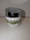 Vintage Pyrex Gemco Spring Blossom Green Crazy Daisy Milk Glass Sugar Bowl