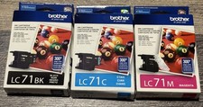 Lot of 3 Brand New Brother LC71 Ink Cartridges, Black Magenta  Cyan Free SH