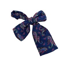 VTG Van Horn Designs Silk Floppy Bow Tie Blue Multi Paisley Neckwear 80s