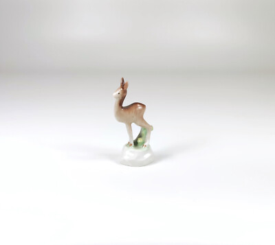 HEREND, BROWN DEER FAWN, MINIATURE HANDPAINTED PORCELAIN FIGURINE ! (J007)