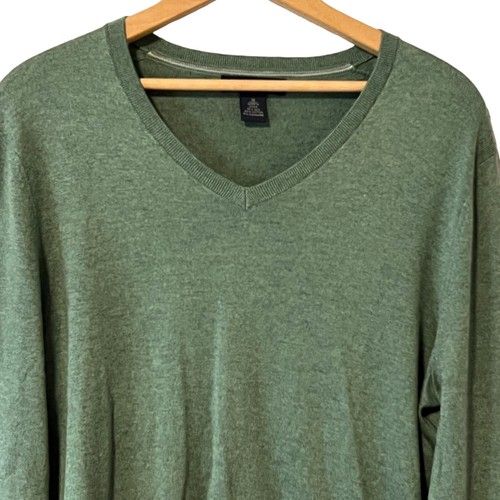 Banana Republic Luxury Blend Green Knit Sweater Mens Medium Cashmere Silk Cotton - Foto 2 di 8