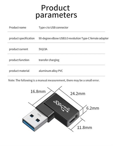 USB-C Buchse Adapter gewinkelt USB 3.2 Stecke 90° Winkel TYP-C/USBA - Bild 2 von 5
