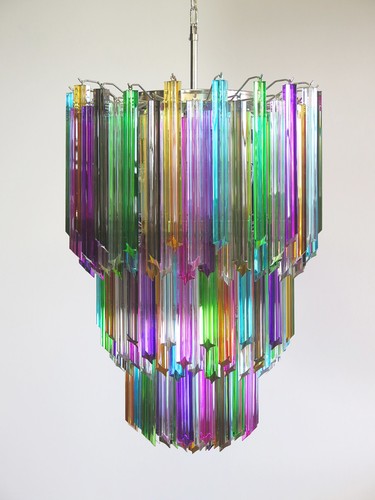 Huge Murano chandelier multicolor quadriedri – 184 prism - Mariangela model - Foto 5 di 12