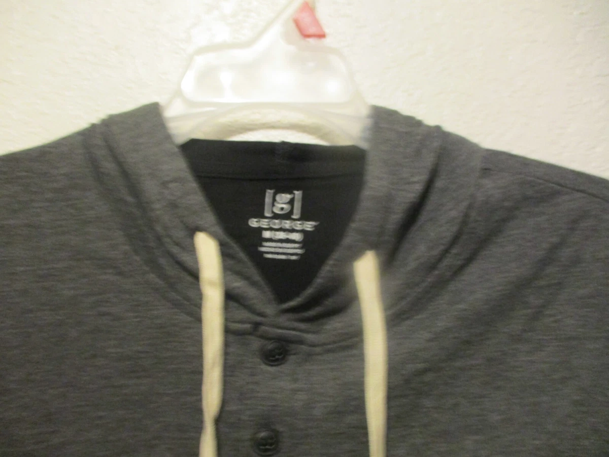 George GE Henley Hoodie Black Medium 38 40 Free Shipping 3 Buttons