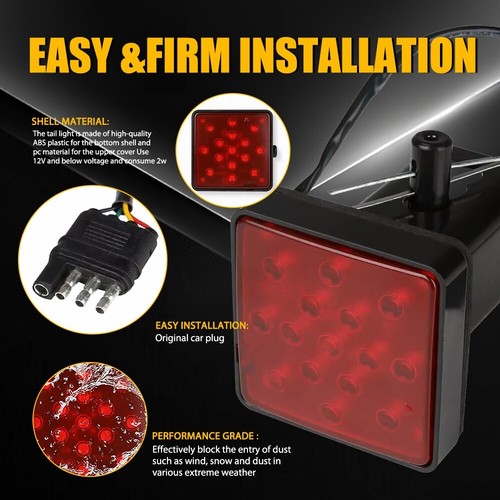 15-LED Brake Light Tail DRL Hitch Trailer Cover Lens Red for Towing Truck RV - Picture 9 of 13