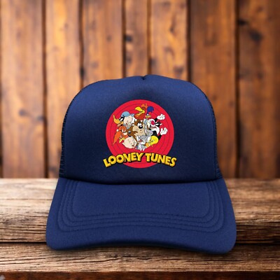 Looney Tunes Mens Trucker Hat Blue Snapback Retro Vintage Cartoon