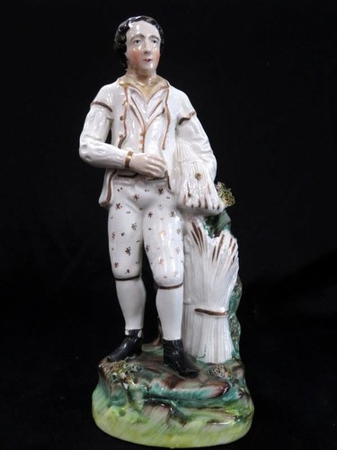 Antike viktorianische 19. Jh. Staffordshire Porzellan Mann Figur