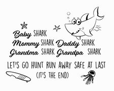 Baby Shark Mommy Shark Daddy - Removable Nursery Rhymes Home Wall Decor Sticker