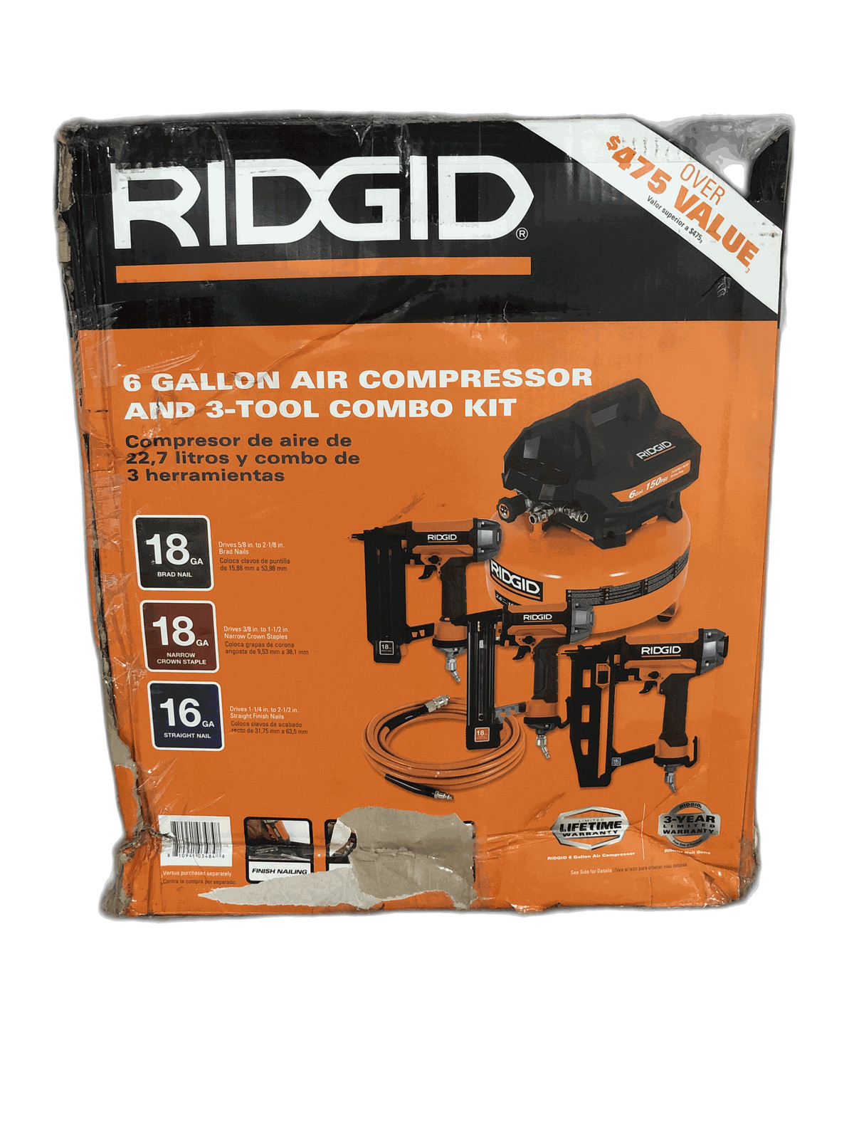 RIDGID 6 Gal. 150 PSI Electric Air Compressor w/ Hose & 18GA Brad Nailer