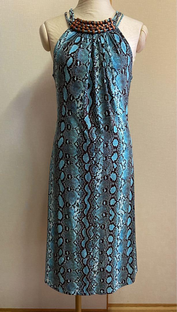 MICHAEL KORS turquoise blue python pattern dress … - image 2
