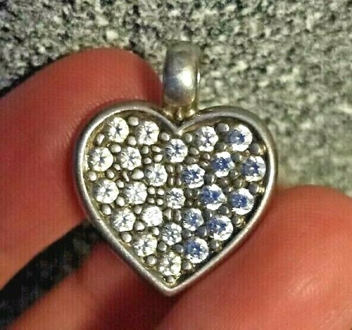 MAGNIFIQUE 💛 PENDENTIF COEUR EN ARGENT STERLING 925 AVEC PIERRES DE ZIRCONIA