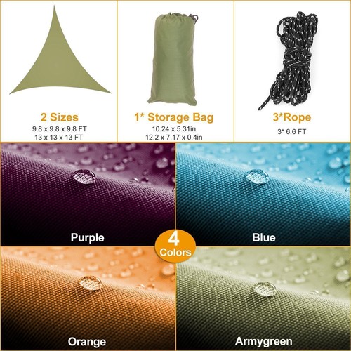Sun Cover Shade Sail Garden Patio Awning Canopy Waterproof UV Triangle Outdoor - Picture 19 of 29