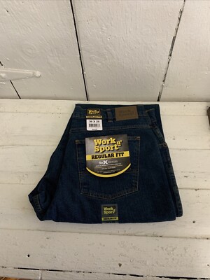 Work n' Sport Regular Fit Flex Denim Jeans Size 36x28- NEW W/Tags