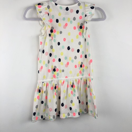Gymboree Girl’s 6 Flutter Sleeve White Pink Rainbow Neon Painted Dot Dress AU1 - Picture 5 of 5