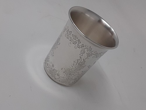 Austrian Silver Cup Antique Ivy Leaf Floral Kiddush cup julep beaker - Picture 5 of 11