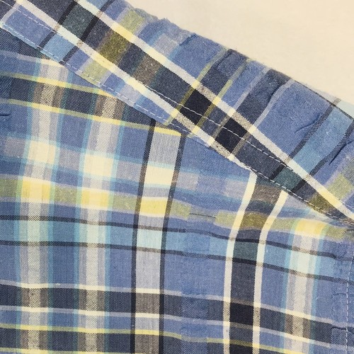 Camicia Uomo Patagonia Taglia XL Blu Giallo Plaid Seersucker Sfogliata Bottoni - Foto 4 di 19