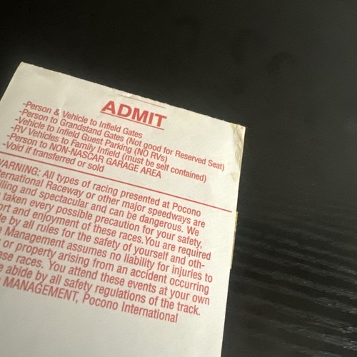 NASCAR Pocono Raceway Hot Pit Gate Pass Winston Cup Team Issued Pit Pass - Picture 13 of 14
