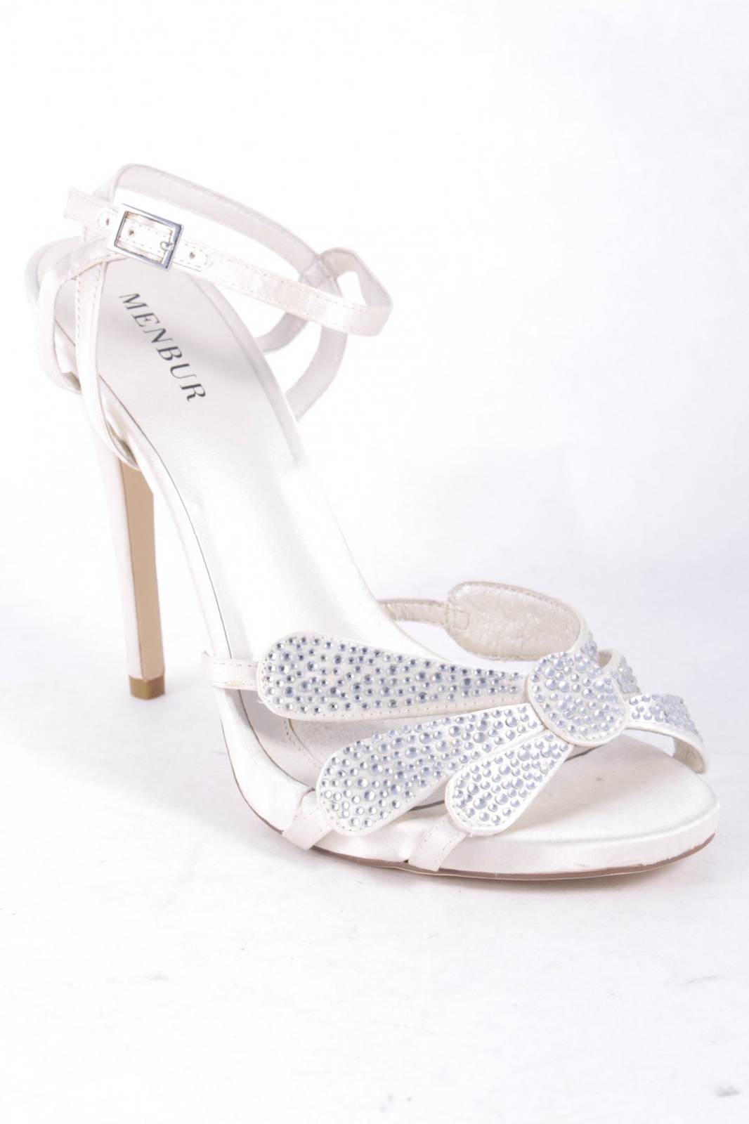 MENBUR High Heel Sandaleetten creme-silberfarben Elegant Damen Gr. DE 39 MENBUR High Heel Sandaleetten creme-silberfarben Elegant Damen Gr. DE 39