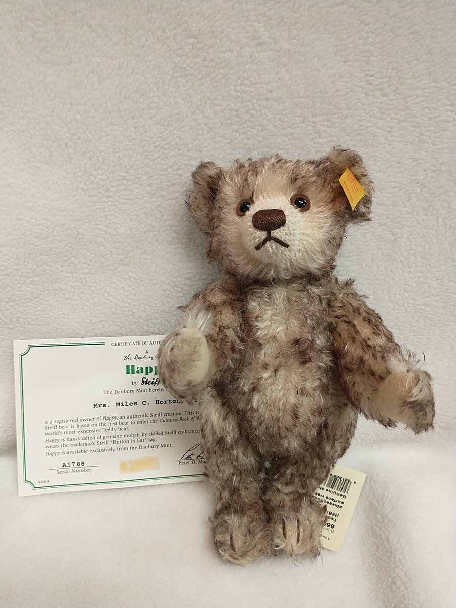 Original New Steiff 8” Brown Mohair Jointed Teddy Bear W Original New Steiff 8” Brown Mohair Jointed Teddy Bear W