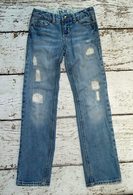 PS Aeropostale Girls Denim Destructed Straight Jeans EUC