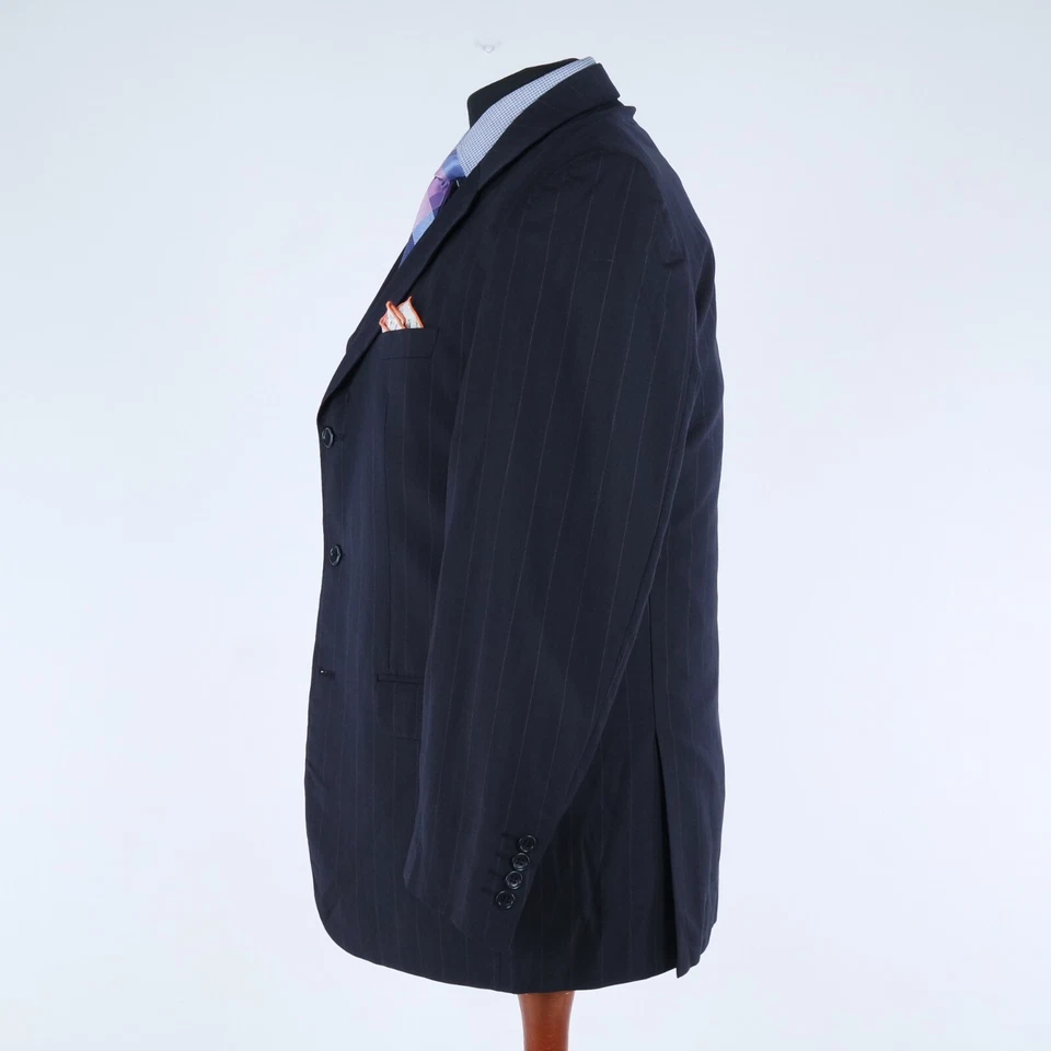 Abrigo deportivo a rayas para hombre 44L talla EE. UU. FILLI CERRUTI lana negro chaqueta blazer Foto 3 de 4