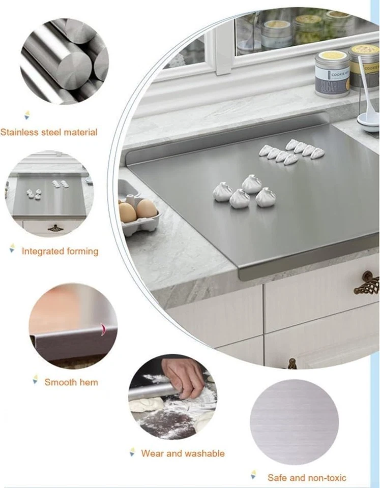 1xWorktop Cutting Board Steel Chopping Non Slip Boards Pastry for Meat Bake Sink - Image 3 of 4