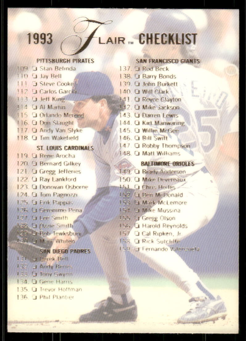 1993 Flair #299 Checklist: 109-211