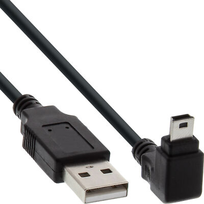 InLine  USB 2.0 Mini-Kabel, ST A/Mini-B ST 5pol, unten abgew. 90°, schwarz, 0,5m