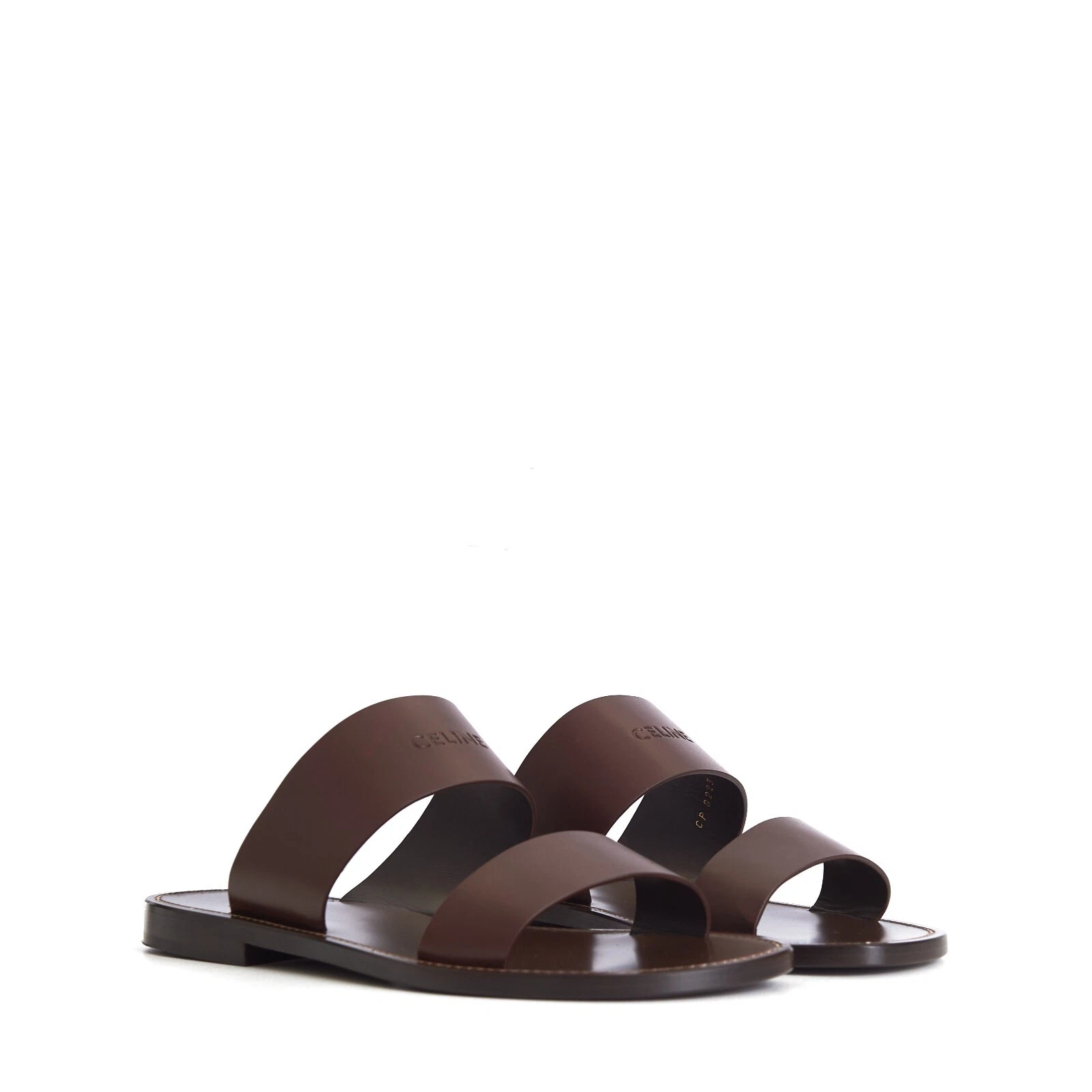 Celine — CELINE 660$ Dark Brown Calfskin Leather Sandals - Lerins Vegetal Tanning