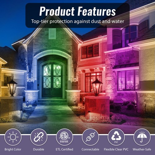150ft 16-Mode LED Strip Light, Exterior Waterproof Extendable Decor Lighting - Picture 22 of 49