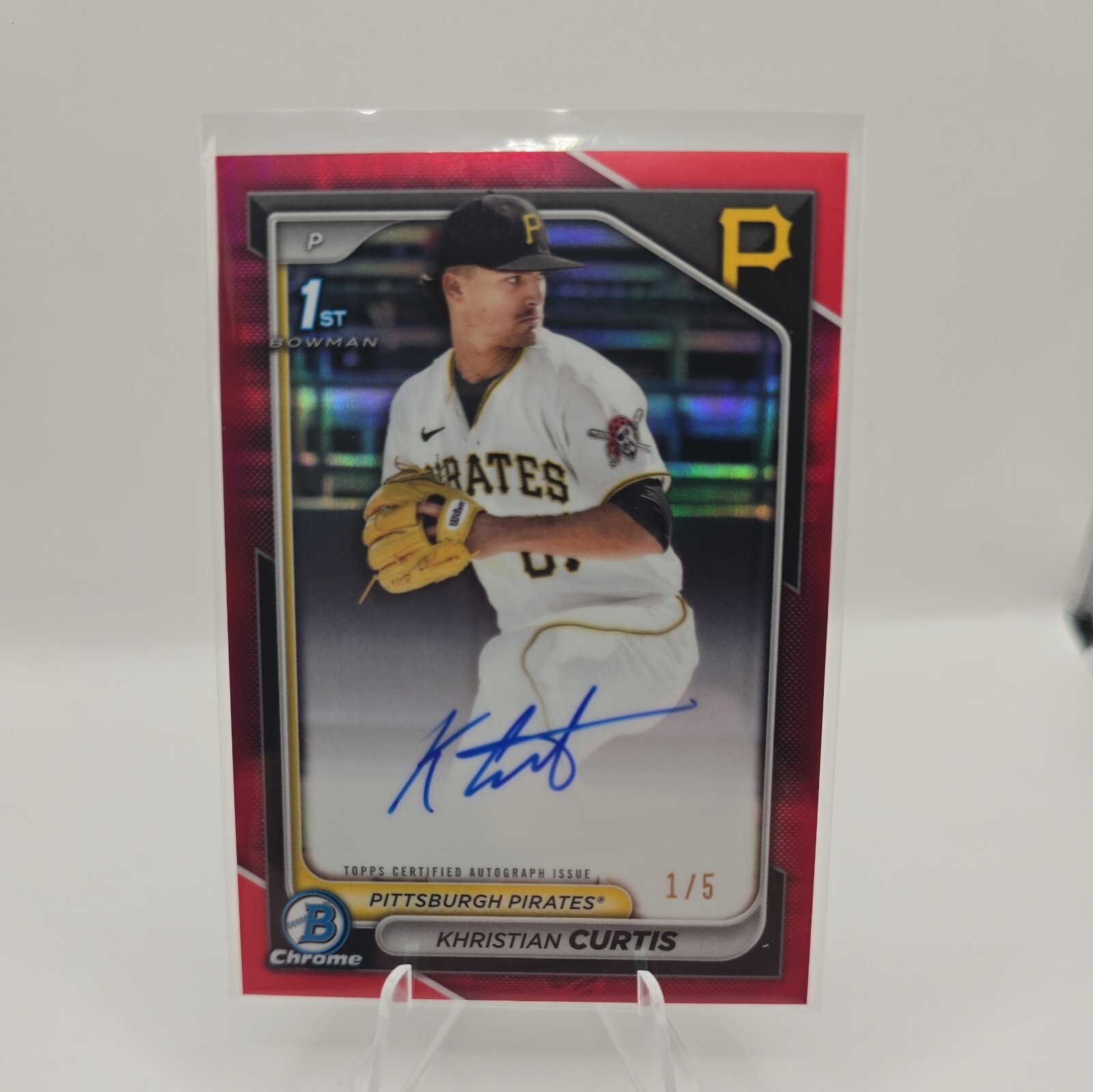 2024 Bowman Chrome Khristian Curtis 1st Chrome True Red Refractor Auto 1/5