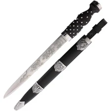 Factory X Scottish Dirk Dagger 12" Satin Stainless Blade w/Scabbard Wood Handle