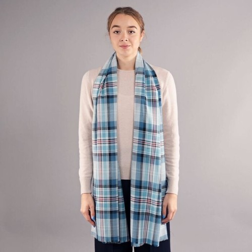 Diana, Princess of Wales Memorial Blue Tartan Fine Merino Stole Made in Scotland - Picture 2 of 3