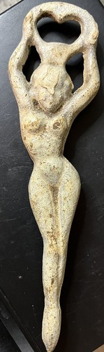 Pair (2) Vintage Cast Iron Lady Bottle Opener Art Deco Nude Woman White Naked - Picture 12 of 12