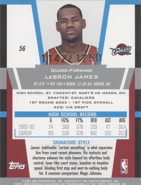 2003-04 Bowman Signature - LeBron James #56 for sale | eBay