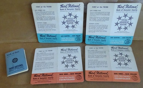 c. 1950's Coin-Folders from Third National Bank Springfield MA (dimes,quarters)