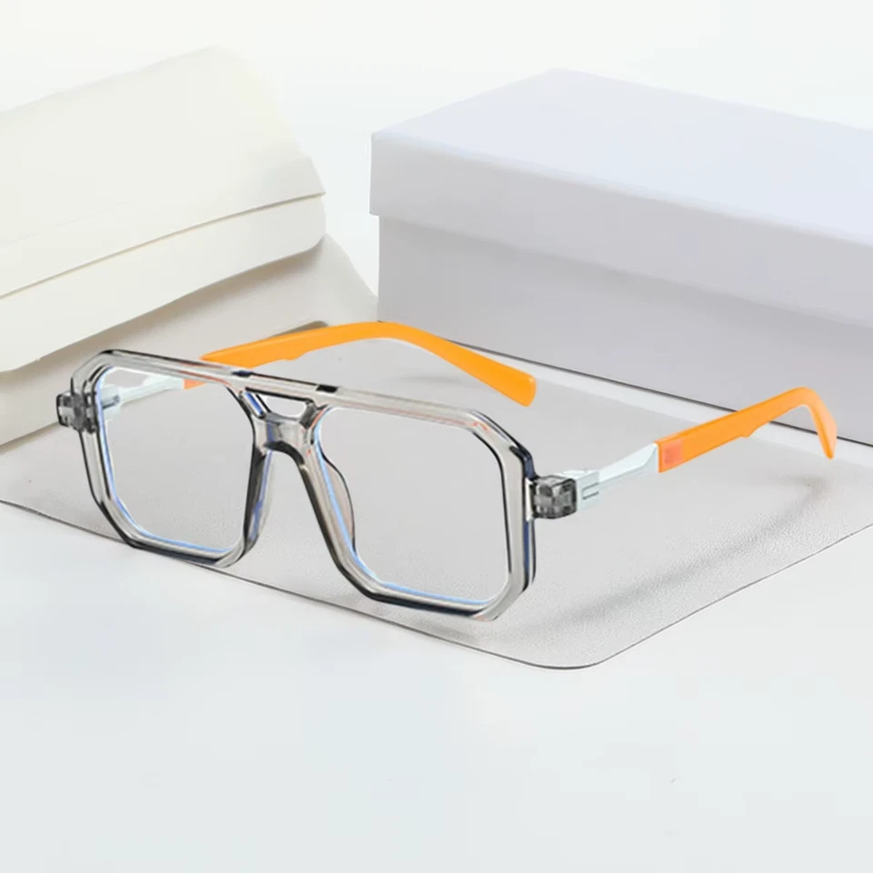 Marco de Luz Anti Azul Gafas Transparente Negro Vidrio Óptico Mujeres Hombres Cuadrado Foto 4 de 4