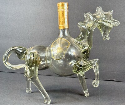 Proshyan Brandy Factory Art Glass Decanter Bottle / Blown Glass Horse Shaped 