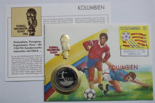 🧭 🇬🇶 EQUATORIALGUINEA 1000 FRANCOS 1993 FUSSBALL COVER KOLUMBIEN B68 #14