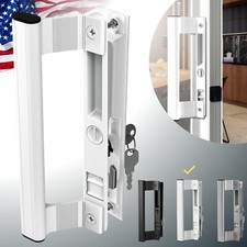 Juego de manijas de puerta correderas de vidrio con cerradura - manija de aluminio, se adapta a 6-5/8 pulgadas Agujero...