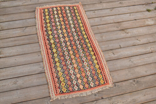 Alfombra Turca Kilim 18''x34'' Tejida a Mano Sivas Mini Cicim Kilim 48x89cm Alfombra Silla - Imagen 2 de 8