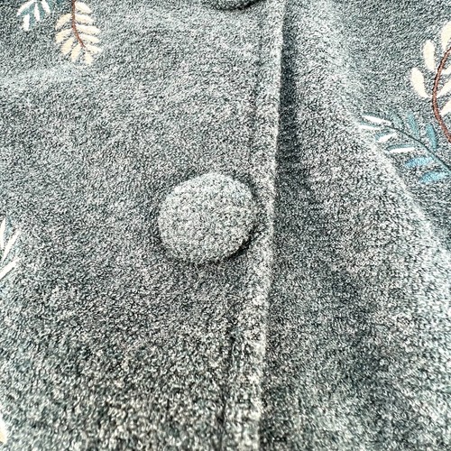 New W/Tags! Vintage 80s Teddi Button Bird Print Teal Fleece Jacket & Pants Set - Picture 5 of 18