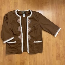 Vintage Bob Mackie Women’s Wearable Art Flower Brown Jacket 1x