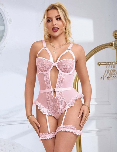 Sexy Body Mit Strapse Teddy Damen Unterwäsche Dessous Spitze Reizwäsche S/XL - Bild 11 von 44