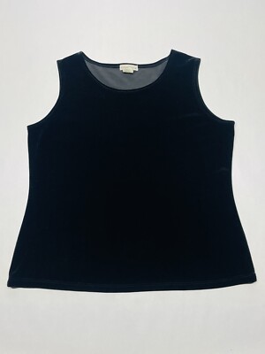 VTG Notations Black Velvet Tank Top Size L 90s Y2K Grunge Goth Edgy Whimsigoth