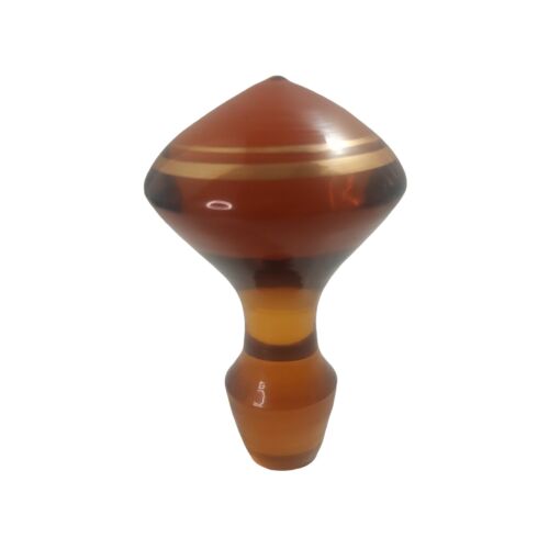 Rare Vintage Art Deco MOSER Amber Glass Gold Leaf Decanter Carafe Stopper