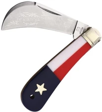Rough Ryder Texas Star Folding Knife Stainless Steel Hawkbill Blade Synthetic