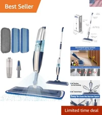 Lightweight 14 oz Floor Cleaning Wet Spray Mop with Washable Pads - Easy Use